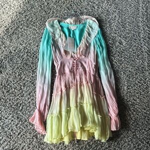 NWT Rococo Sand Multicolor Tiered Ruffle Dress